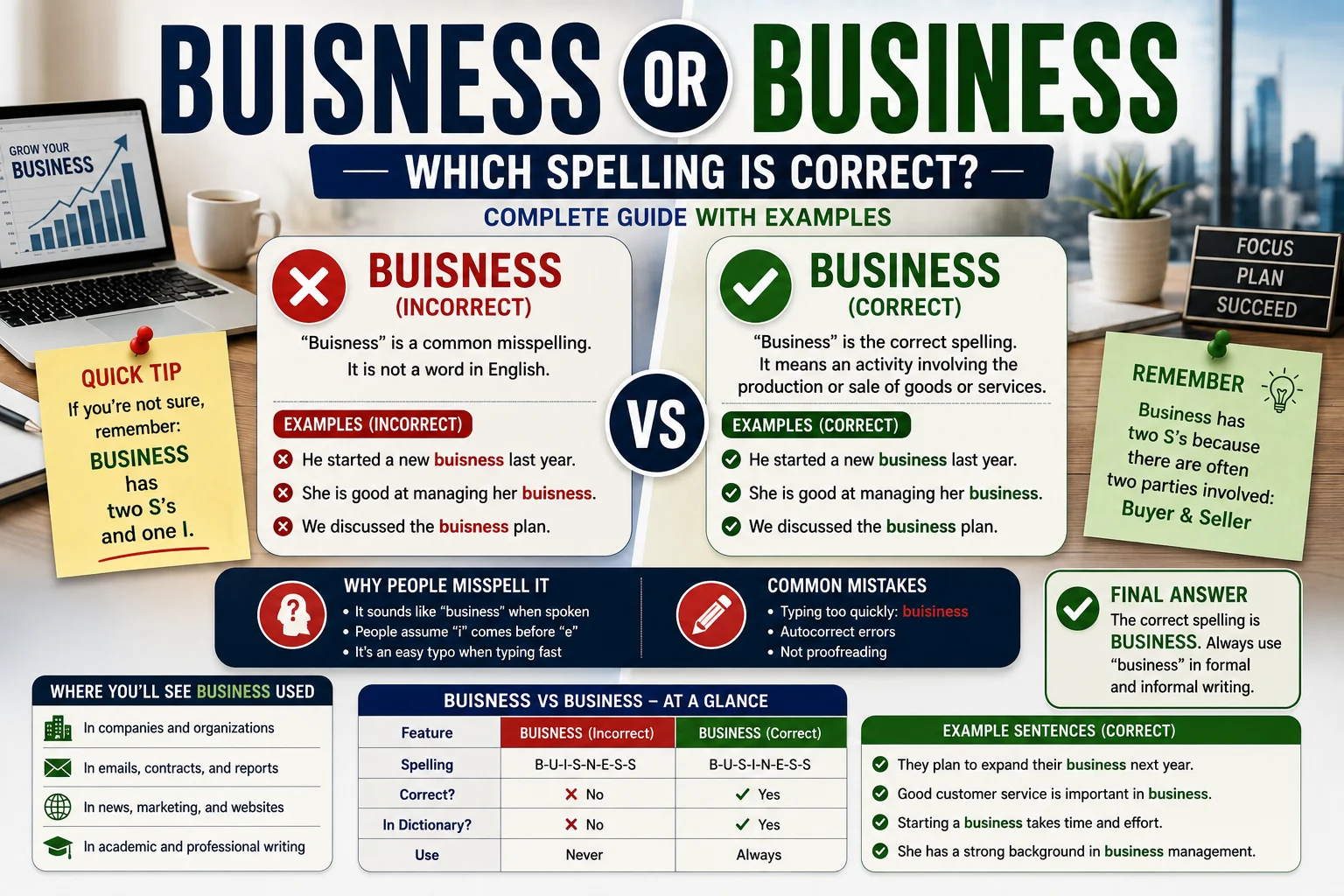 Buisness or Business: Which Spelling Is Correct? Complete Guide With Examples