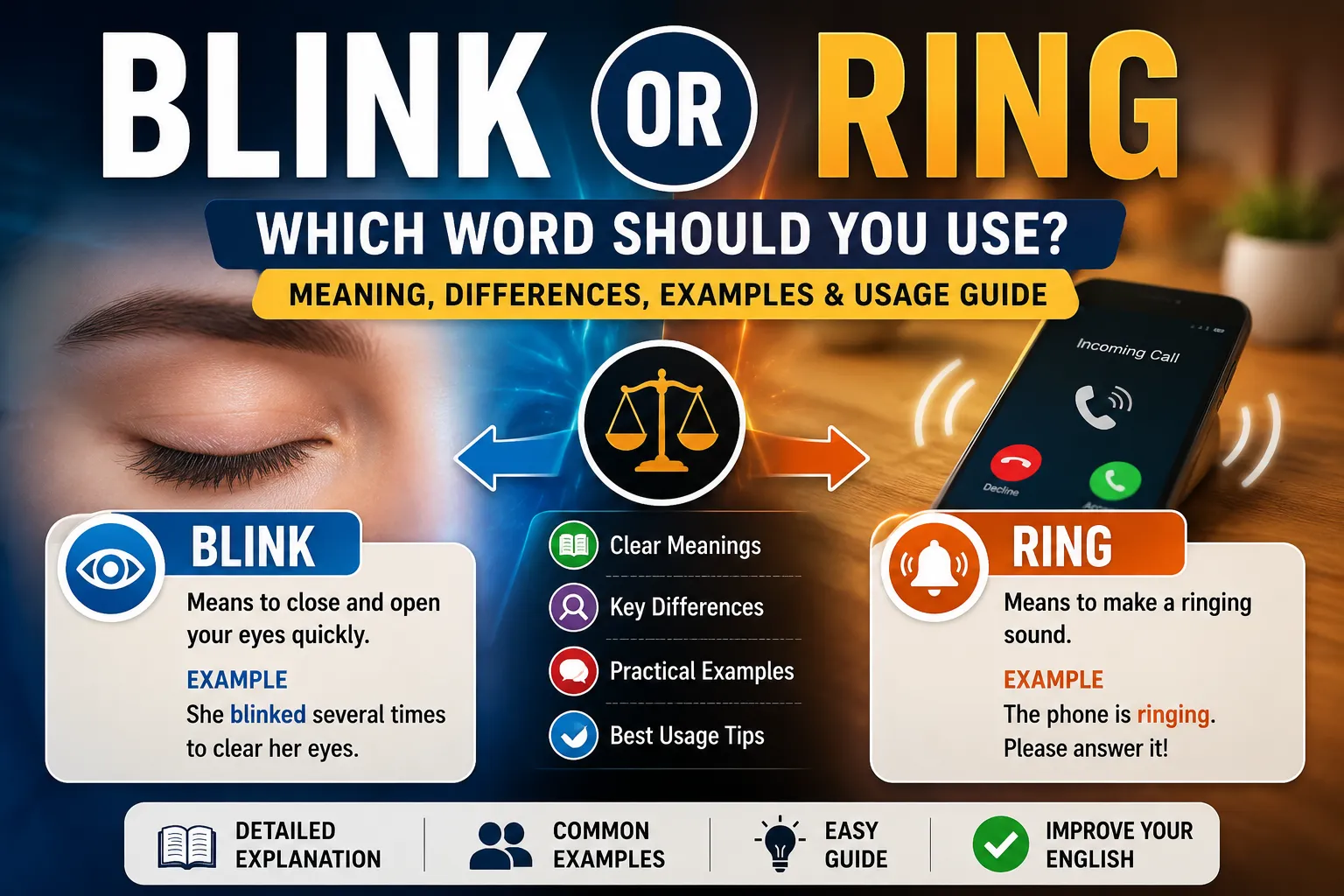 Blink or Ring: Which Word Should You Use? Meaning, Differences, Examples & Usage Guide