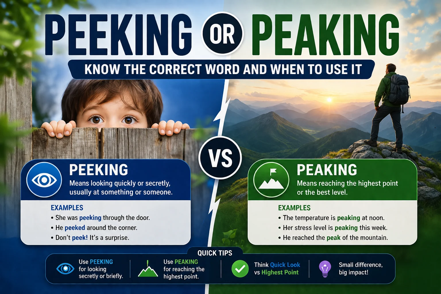 Peeking or Peaking? Know the Correct Word and When to Use It