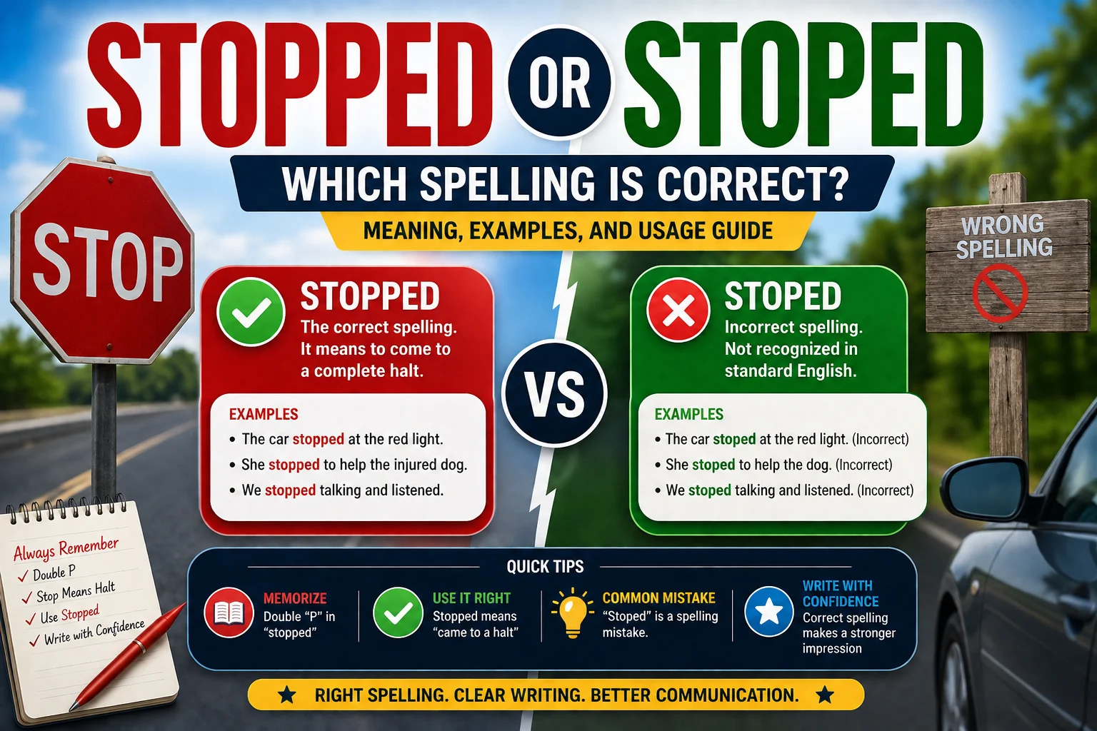 Stopped or Stoped? Which Spelling Is Correct?