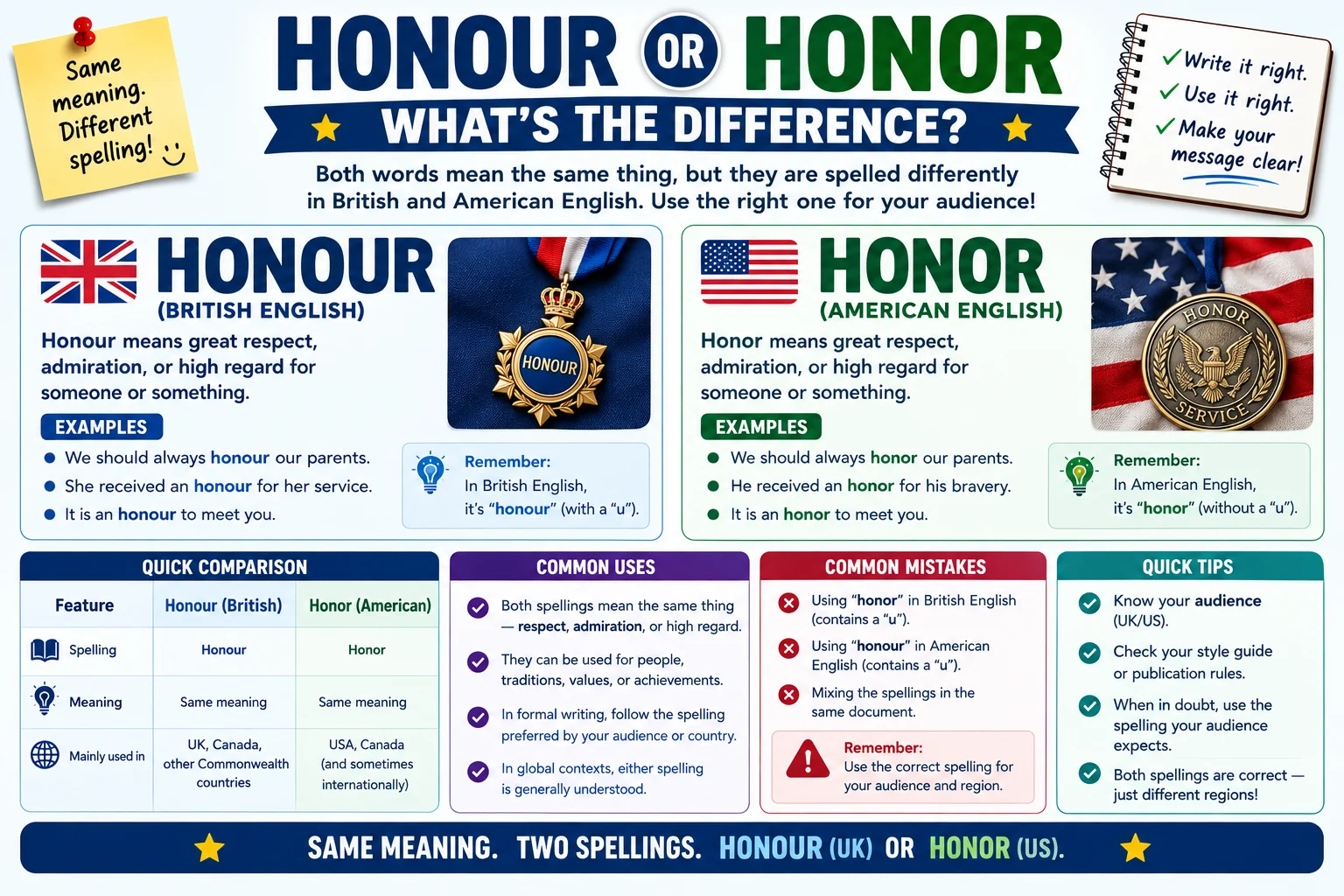 Honour or Honor: What's the Difference?