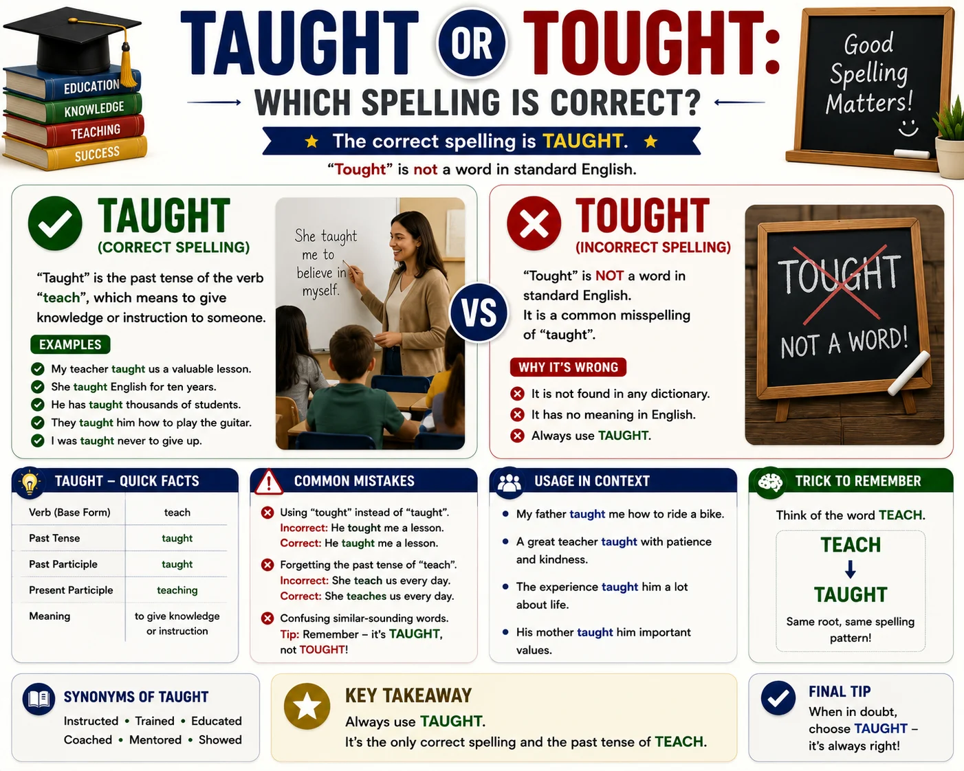Taught or Tought: Which Spelling Is Correct?