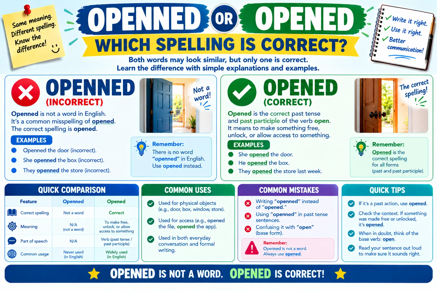 Openned or Opened? Which Spelling Is Correct?