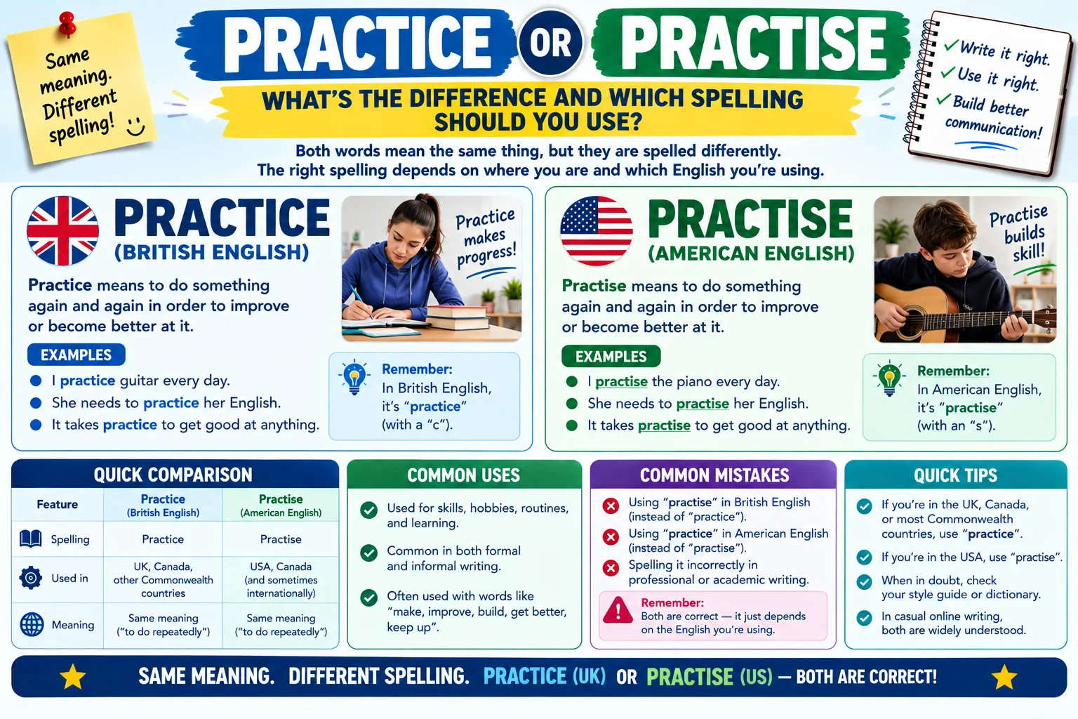 Practice or Practise: What's the Difference and Which Spelling Should You Use?
