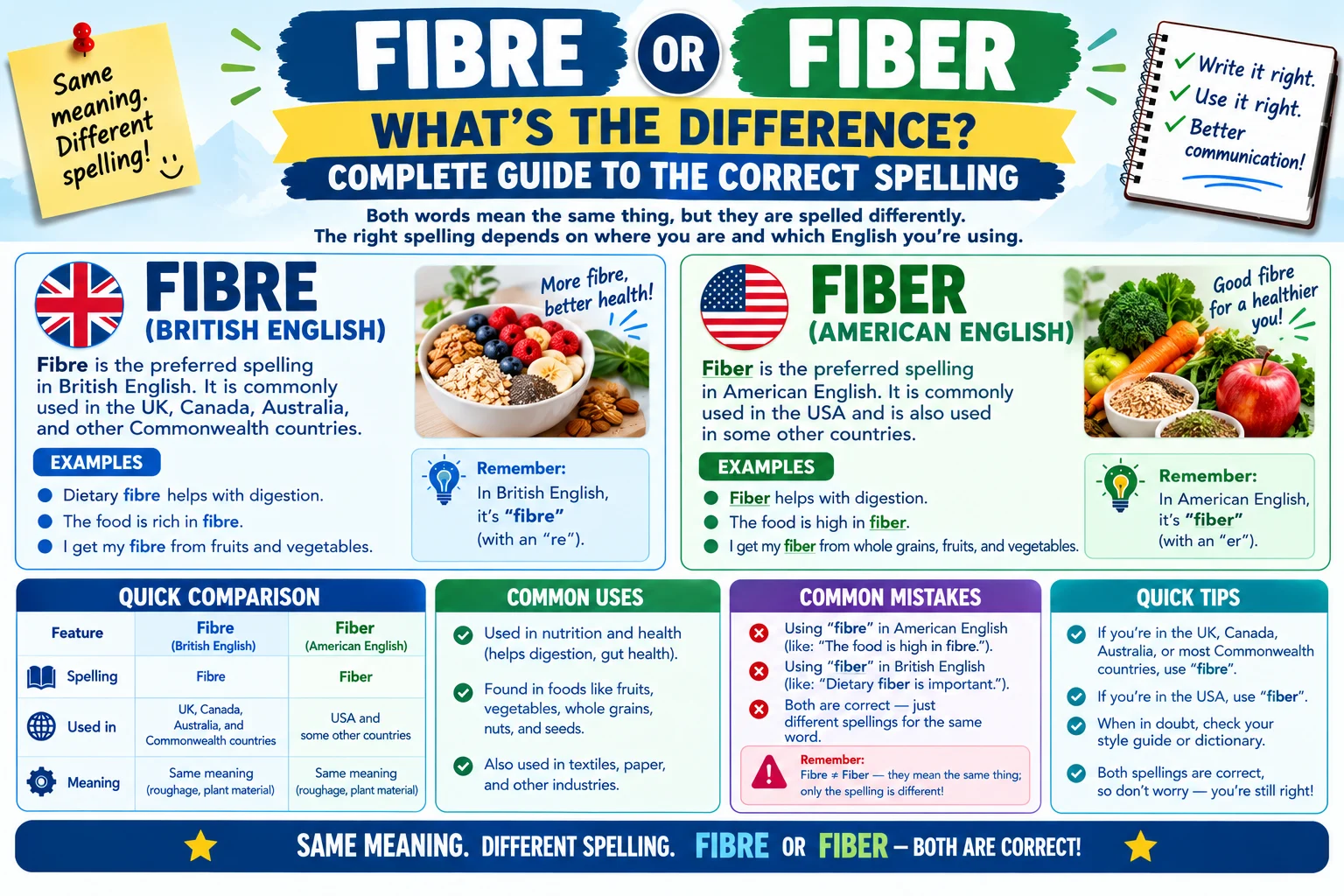 Fibre or Fiber: What's the Difference? Complete Guide to the Correct Spelling