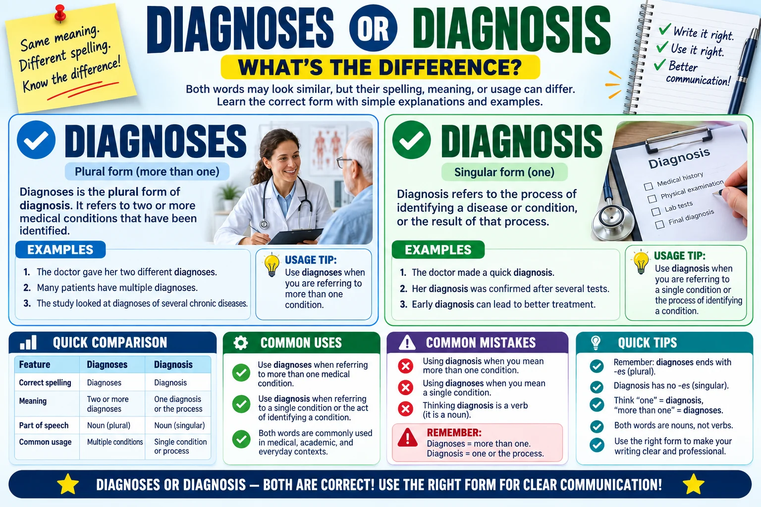 Diagnoses or Diagnosis: Meaning, Spelling Differences, and Correct Usage